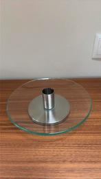 Design kandelaar RVS en glas, Ophalen of Verzenden, Metaal, Minder dan 25 cm