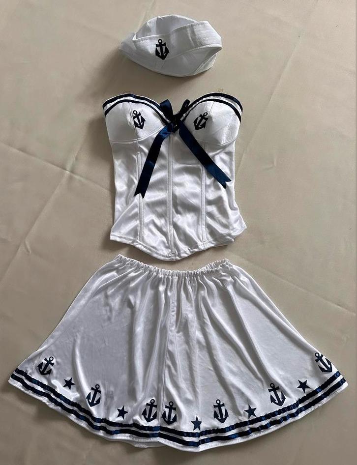 3-delige matroos setje maat M, Kleding | Dames, Carnavalskleding en Feestkleding, Zo goed als nieuw, Carnaval, Ophalen of Verzenden