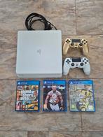 PlayStation 4 Slim met 3 spellen en 2 controllers, Met 2 controllers, Ophalen of Verzenden, Slim, Gebruikt