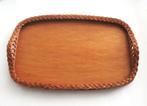 Retro houten dienblad met rotan rand., Ophalen of Verzenden, Hout