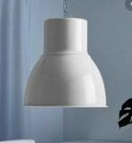 Ikea hektar twee grote industriële hanglampen wit, Minder dan 50 cm, Industrieel, Ophalen of Verzenden, Metaal