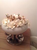 Porseleinen pot met Chrome poot en zijde bloemen, Ophalen of Verzenden, Zo goed als nieuw, Rechthoekig