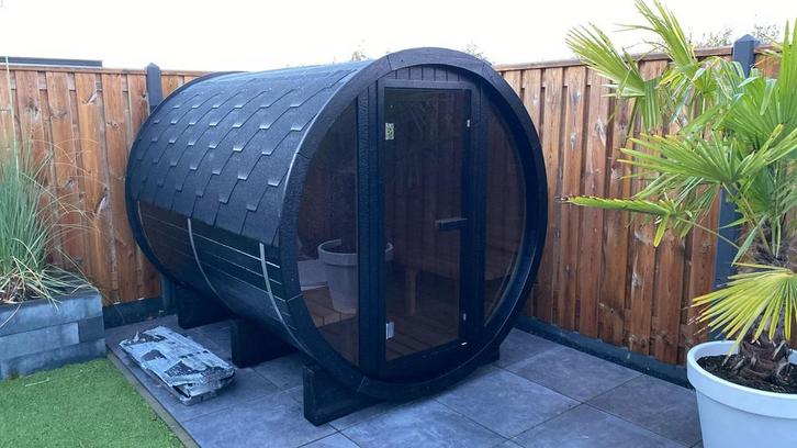 (NIEUW) Barrel sauna onderhoudsvrij (inclusief harvia 9 kw), Sport en Fitness, Sauna, Zo goed als nieuw, Complete sauna, Ophalen of Verzenden