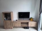 Modern TV-meubel met vitrinekast met smart TV, Ophalen, Glas, 100 tot 150 cm, Zo goed als nieuw