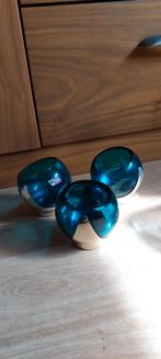 3 vintage Quist vario ball glas turquoise waxinelichthouder, Ophalen of Verzenden, Huis en Inrichting