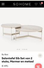 Marmer duo set salontafel creme japandi, Huis en Inrichting, Tafels | Salontafels, Ophalen, 50 tot 100 cm, Rond, Zo goed als nieuw