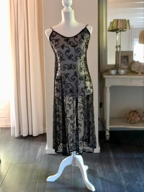 Cora Kemperman Jurk Transparant / Zwart / XL, Kleding | Dames, Jurken, Zo goed als nieuw, Maat 46/48 (XL) of groter, Zwart, Onder de knie