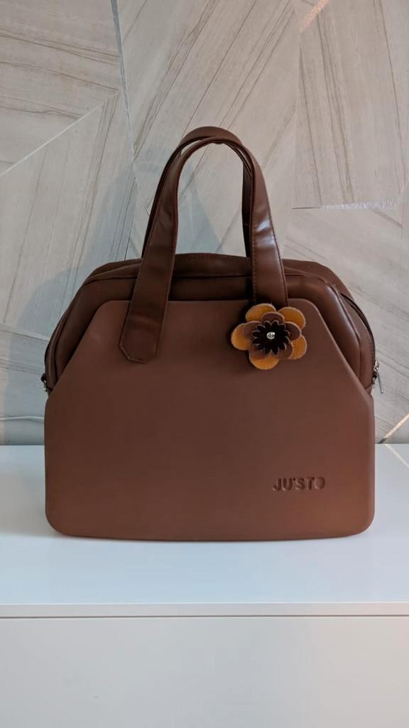 Justo Tas met Bloem - Bruin/Zwart, Sieraden, Tassen en Uiterlijk, Tassen | Damestassen, Ophalen of Verzenden