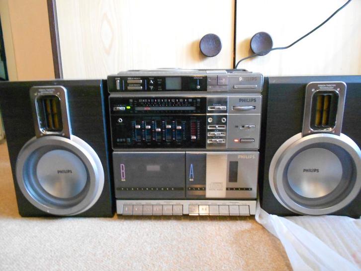 Zeer nette Philips vintage D8878 boombox stereo, Audio, Tv en Foto, Stereo-sets, Gebruikt, Cassettedeck, Cd-speler, Tuner of Radio