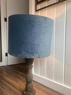 Blauwe Velvet Tafellamp met Houten Voet, Hout, Gebruikt, Ophalen of Verzenden, Landelijk