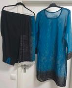 Maat M Blauw zwart 3 delige indiase salwar kamiz dupetta, Kleding | Dames, Ophalen of Verzenden, Zo goed als nieuw, Maat 38/40 (M)