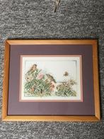 Schilderij met Petitpoint Borduurwerk. Zomer-tafareel., Ophalen of Verzenden, Zo goed als nieuw, Schilderij, Minder dan 50 cm