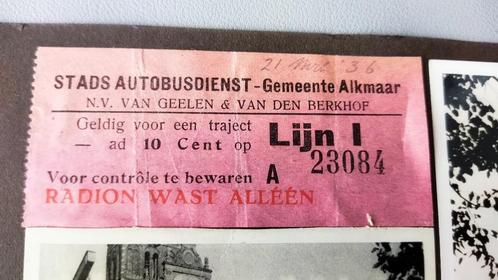 buskaartje Alkmaar 1936 - Geelen & vd Berkhof, Verzamelen, Spoorwegen en Tramwegen, Gebruikt, Bus of Metro, Ophalen of Verzenden
