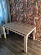 Eettafel bruin blad, witte poten, Huis en Inrichting, Tafels | Eettafels, 50 tot 100 cm, 100 tot 150 cm, Gebruikt, Rechthoekig