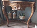 Houten TV Tafel / Sidetable met Glasplaat, Ophalen, Glas, Gebruikt, 50 tot 100 cm