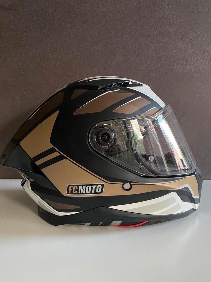 Fcmoto helm zwart bruin, Motoren, Kleding | Motorhelmen, Integraalhelm, L, Overige merken, Tweedehands, Ophalen