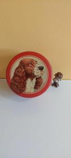 Vintage Lonka Ierse Setter koektrommel blik koek trommel, Verzamelen, Blikken, Ophalen of Verzenden, Gebruikt, Koek(jes), Overige merken