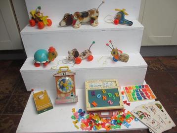 Verzameling vintage oud fisher price speelgoed jaren 60-70 beschikbaar voor biedingen