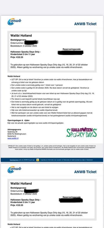 Walibi Halloween Spooky Days only kaartjes (2x) beschikbaar voor biedingen