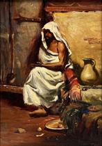 612. Olieverfschilderij - oriëntalistische figuurstudie, Antiek en Kunst, Ophalen of Verzenden