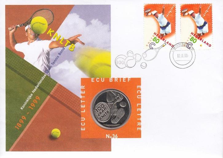 ECU-Brief - 1999 - Muntbrief - 100 Jaar Tennis Bond, Postzegels en Munten, Brieven en Enveloppen | Nederland, Overige typen, Verzenden