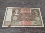 Biljet 100 gulden Luitspelende Vrouw, 1940, Postzegels en Munten, Ophalen of Verzenden, 100 gulden
