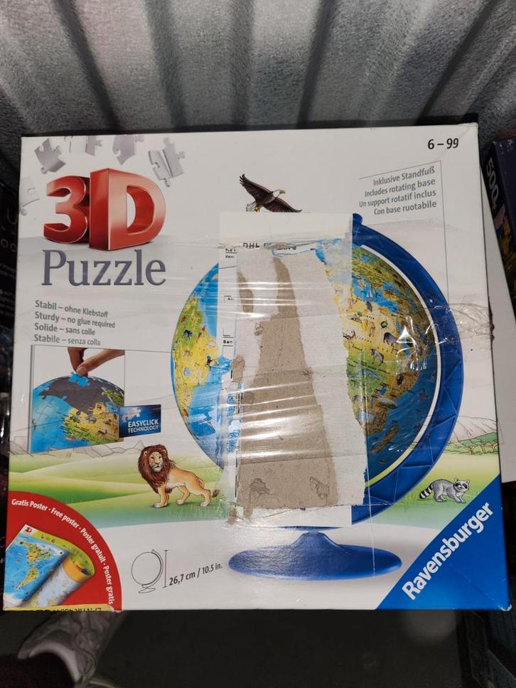 3D Puzzel Wereldbol - Ravensburger, Hobby en Vrije tijd, Denksport en Puzzels, Gebruikt, Rubik's of 3D-puzzel, Ophalen of Verzenden