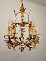 Antieke Franse kroonluchter met 20 porseleinen bloemen lamp, Antiek en Kunst, Ophalen of Verzenden