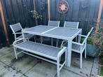 Tuintafel met 4 stoelen en bankje (IKEA), Tuin en Terras, Tuinsets en Loungesets, Ophalen, Gebruikt, Bank