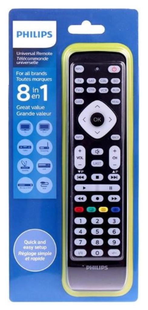 Philips Universele afstandsbediening 8 in 1 SRP2018-10Nieuw, Audio, Tv en Foto, Afstandsbedieningen, Nieuw, Origineel, Receiver of Versterker