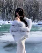 Bontjas | Vossenbont | Echt Bont, Verzenden, Gedragen, Maat 38/40 (M), Wit