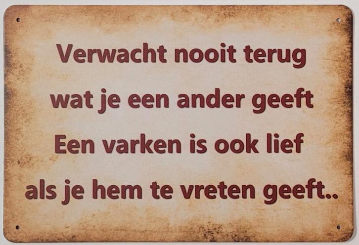 Een varken is ook lief reclamebord van metaal wandbord deco, Huis en Inrichting, Woonaccessoires | Tekstborden en Spreuken, Nieuw