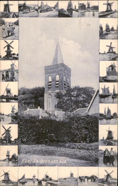 Ede De toren van Ede met molentegeltjes motiefrand uitg 1906, Verzamelen, Ansichtkaarten | Nederland, Ongelopen, Gelderland, Voor 1920
