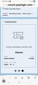 2 tickets racoon  live  soestdijk  met parkeerticket, Tickets en Kaartjes, Twee personen, Juli, Pop