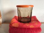 2 x Retro, vintage glazen pot oranje  deksel, rookglas 🟠🟤, Ophalen of Verzenden, Nieuw