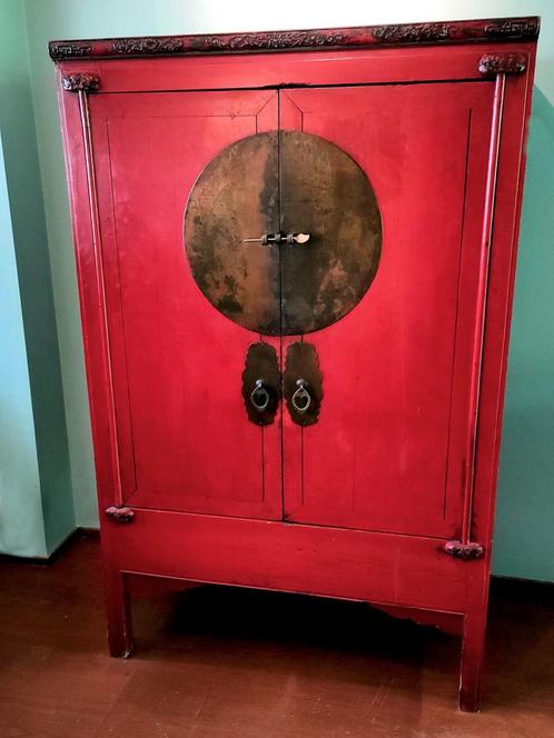 Chinese Antieke Rode kast. Esthetisch fraai juweel, Antiek en Kunst, Antiek | Meubels | Kasten, Ophalen
