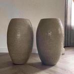 grote olijfgroene terracotta vazen hoge bloempotten handwerk, Rond, Binnen, Ophalen of Verzenden, Zo goed als nieuw