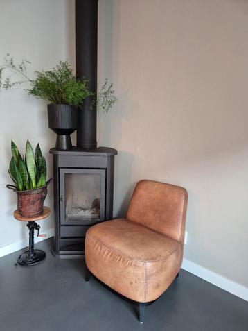 Fauteuil cognac leer