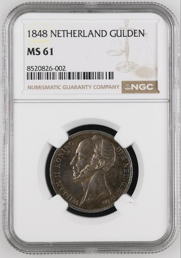 Gulden 1848 Willem II in MS61 beschikbaar voor biedingen
