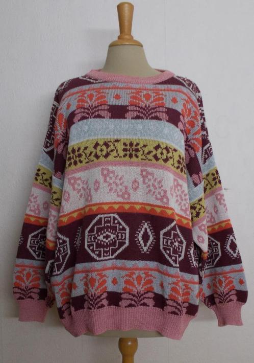 Folklore/vintage trui in leuke print uit Italie! XL, Kleding | Dames, Truien en Vesten, Zo goed als nieuw, Maat 46/48 (XL) of groter