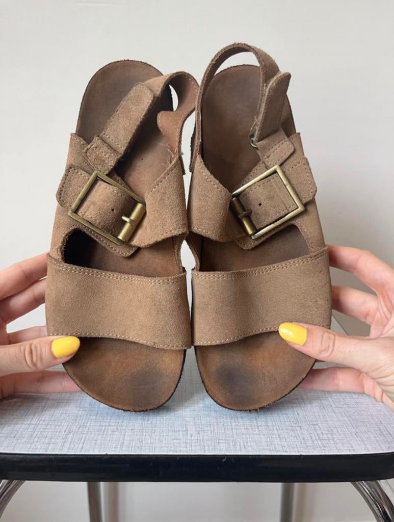 Suède ZARA sandalen, maat 36. Boho bohemian ibiza natural, Verzenden, Sandalen of Muiltjes, Gedragen, Zara