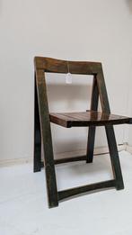 Vintage Aldo Jacober bruine houten klapstoel lattenbodem, Ophalen