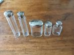 5 zilver flesjes/potjes voor parfum, poeder,  London 1912, Antiek en Kunst, Ophalen of Verzenden, Zilver