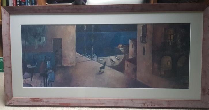 Mooi schilderij met paspartout 118 x 58 cm bijna gratis, Antiek en Kunst, Kunst | Schilderijen | Modern, Ophalen