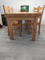 Blank eikenhouten Tafel en 4 stoelen, Antiek en Kunst, Ophalen