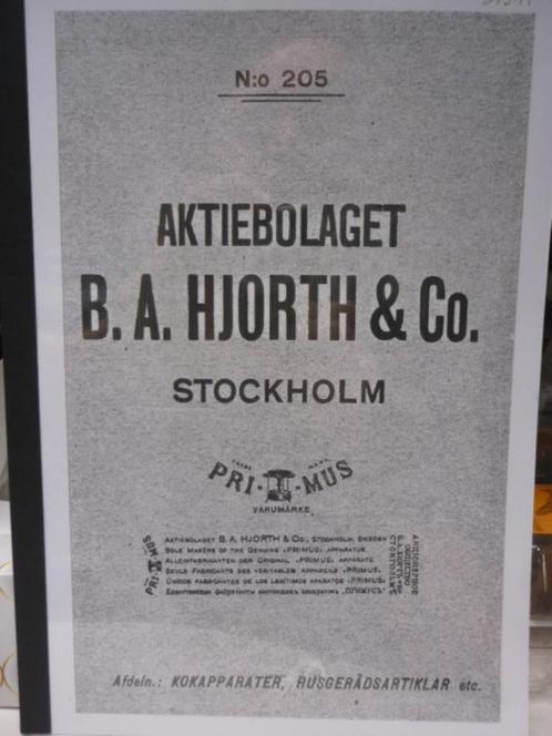 CataCatalogus n 205 Aktiebolaget B.A. Hjorth & Co. Primus, Antiek en Kunst, Antiek | Boeken en Bijbels, Ophalen of Verzenden