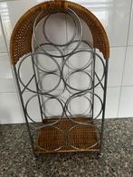 Flessenrek voor 7 flessen - Riet & Metaal, Huis en Inrichting, Woonaccessoires | Wijnrekken, Ophalen, 5 tot 15 flessen, Zo goed als nieuw