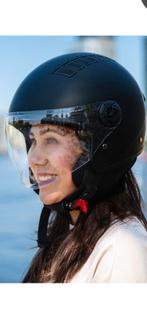 Gekeurde scooterhelm mat zwart met scherm, Ophalen, Zo goed als nieuw