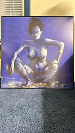 Schilderij 98cm x 98cm in lijst, Ophalen of Verzenden, Zo goed als nieuw, Schilderij, 75 tot 100 cm