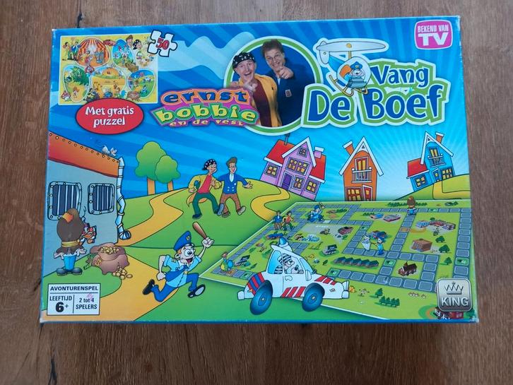 Spel "Vang de boef" Ernst, Bobbie en de rest, incl. puzzel, Hobby en Vrije tijd, Gezelschapsspellen | Overige, Gebruikt, Een of twee spelers